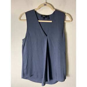 Theory Sleeveless V-Neck Blouse in Dark Blue